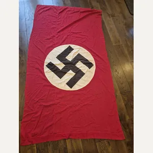 WW2 GERMAN PARTY FLAG 200CM/110CM, HOOD CONDITION BOTH SIDES