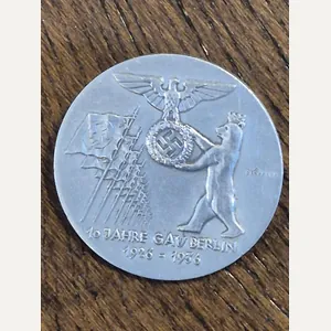 German WWII 10 Year Gau Berlin Anniversary Tinnie 1926 - …