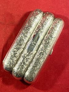 Beautifully Engraved Victorian Hallmarked Silver Triple Cigar Case by Thomas …