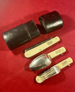 Top Quality Victorian Three-Piece Officer's Folding Campaign Cutlery Set by …