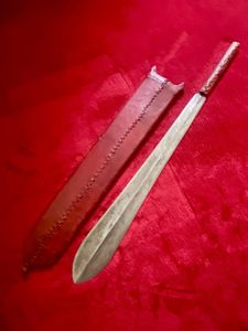 African Maasai Simi or Seme Short Sword with Red Ox …