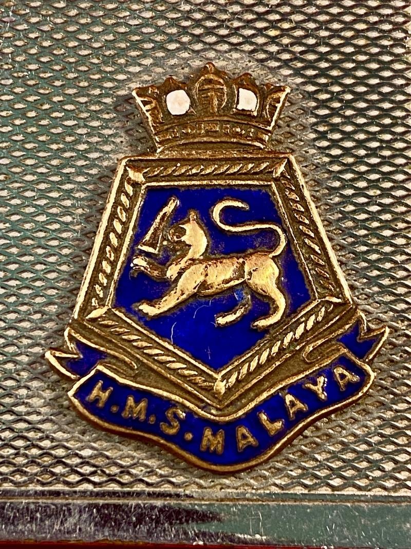 Souvenir Chrome Plated H.M.S. MALAYA Stamp Book Cover c1930 — image 5