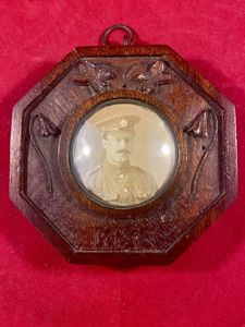 Small WW1 Carved Oak Picture Frame with Photo of British …