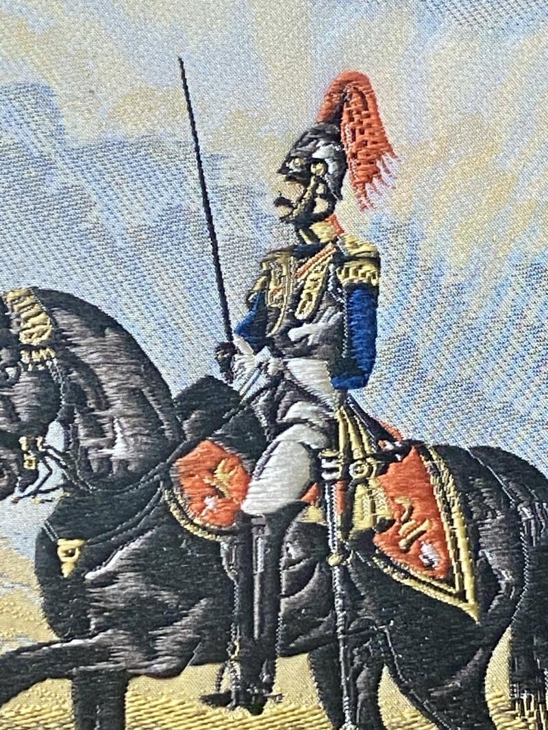Vintage “Cashs of Coventry” Miniature Woven Silk Framed Picture of an 1850 Royal Horse Guards Officer — image 3