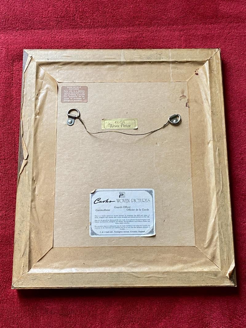 Vintage “Cashs of Coventry” Miniature Woven Silk Framed Picture of an 1850 Royal Horse Guards Officer — image 5