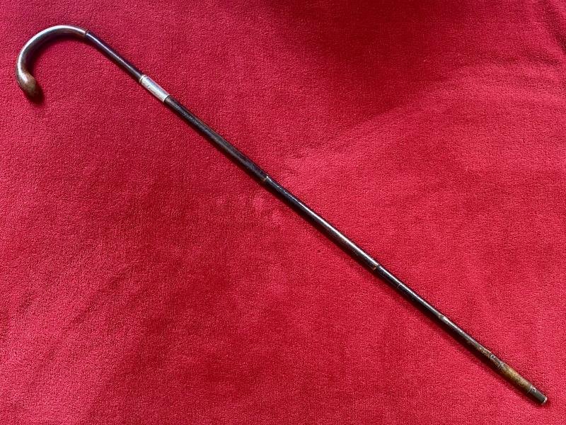 Fine Antique Bamboo Cane Short Sword Stick with 800 Stamped Silver Collar — image 4