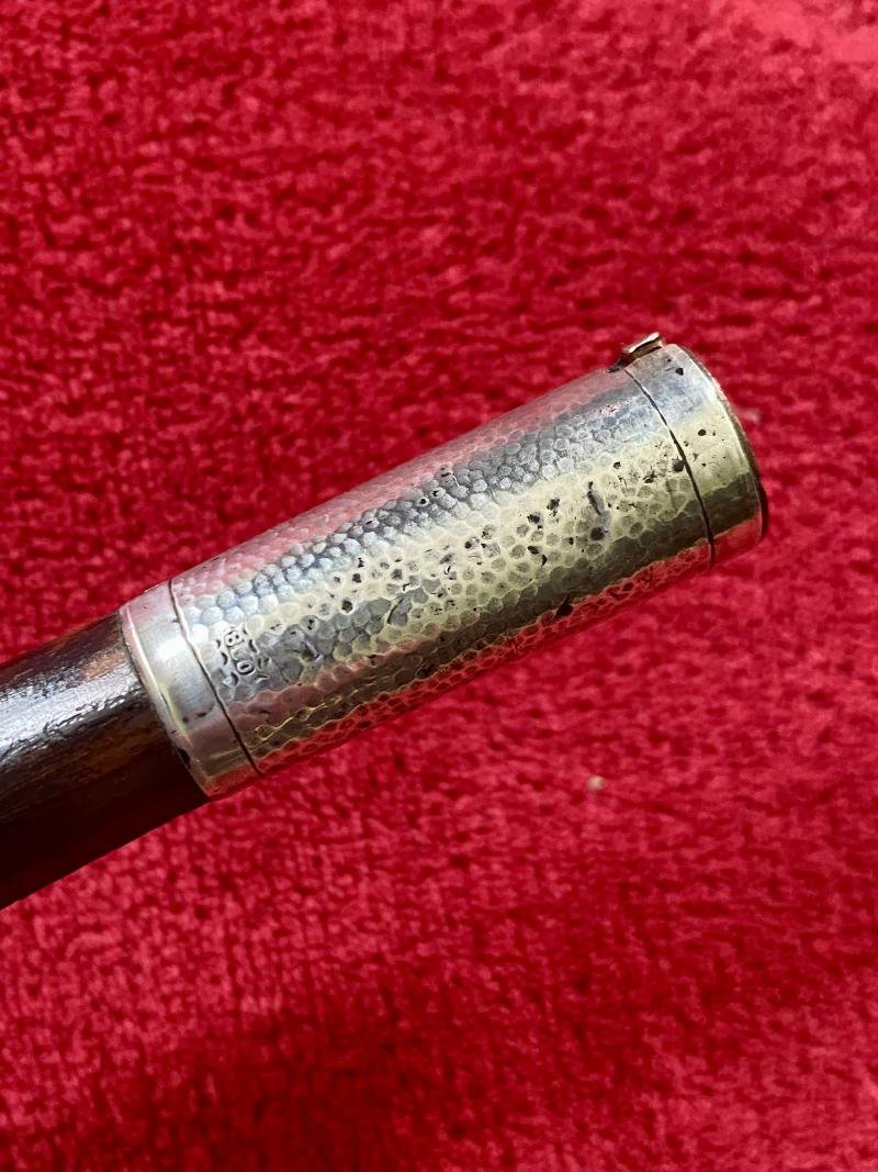 Fine Antique Bamboo Cane Short Sword Stick with 800 Stamped Silver Collar — image 7