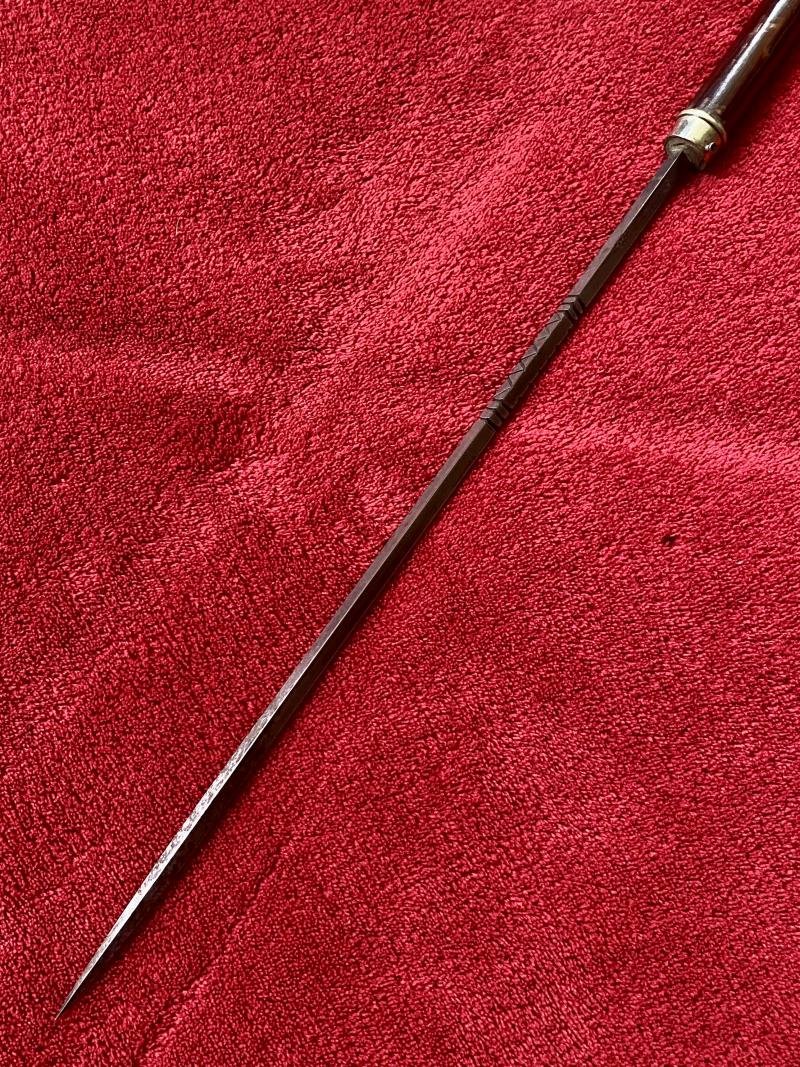 Fine Antique Bamboo Cane Short Sword Stick with 800 Stamped Silver Collar — image 8