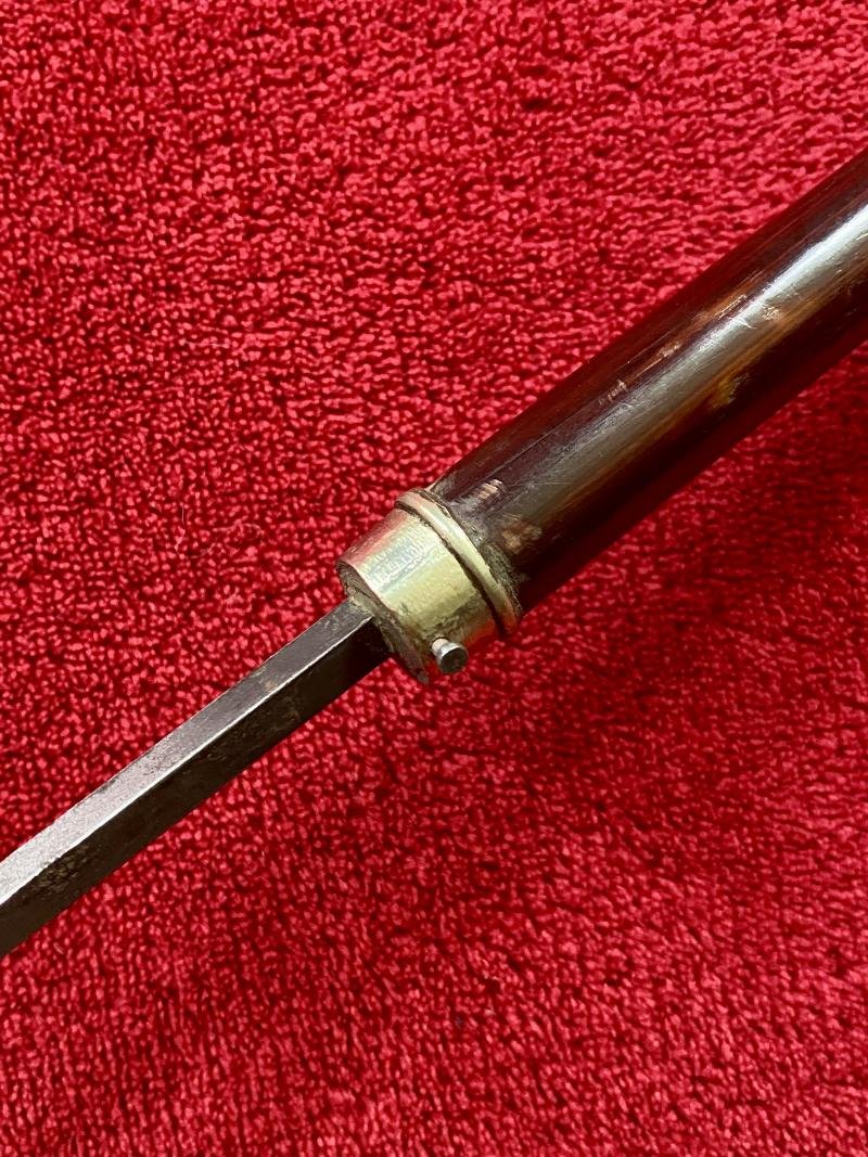 Fine Antique Bamboo Cane Short Sword Stick with 800 Stamped Silver Collar — image 9