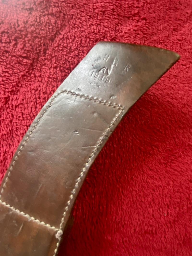 Unusual and Rare WW1 British Army Butchers “Trench” Knife by James Walker & Co. Ltd with Leather Sheath dated 1915 — image 10