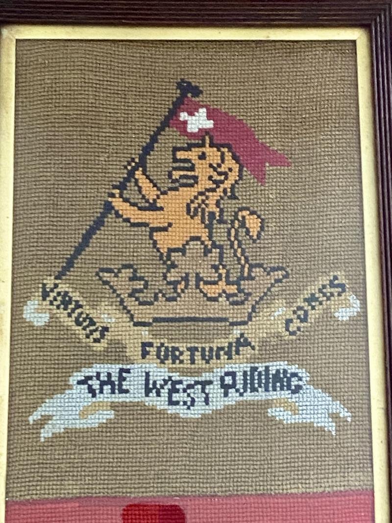 Large Framed WW1 Embroidery Panels Depicting the Duke of Wellington's Regiment (West Riding) and The Royal Tank Regiment — image 3