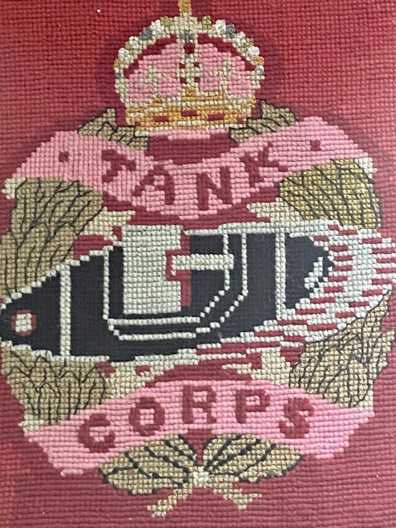 Large Framed WW1 Embroidery Panels Depicting the Duke of Wellington's Regiment (West Riding) and The Royal Tank Regiment — image 4