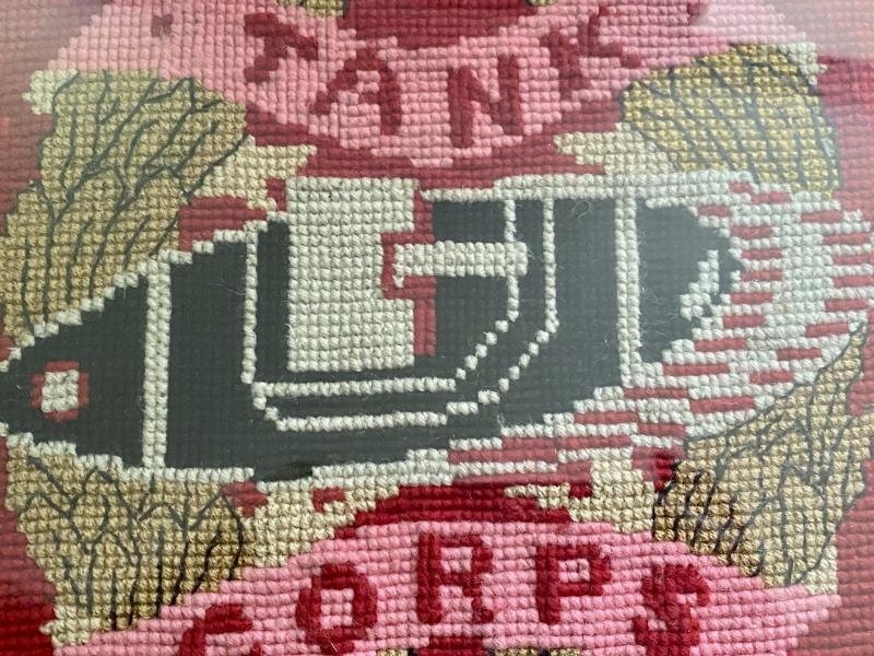 Large Framed WW1 Embroidery Panels Depicting the Duke of Wellington's Regiment (West Riding) and The Royal Tank Regiment — image 7