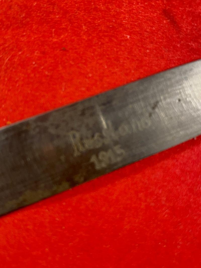 WW1 Eastern Front German Boot or Trench Knife with Deer Antler Grip – Blade Etched 'RUSSLAND 1915' — image 4
