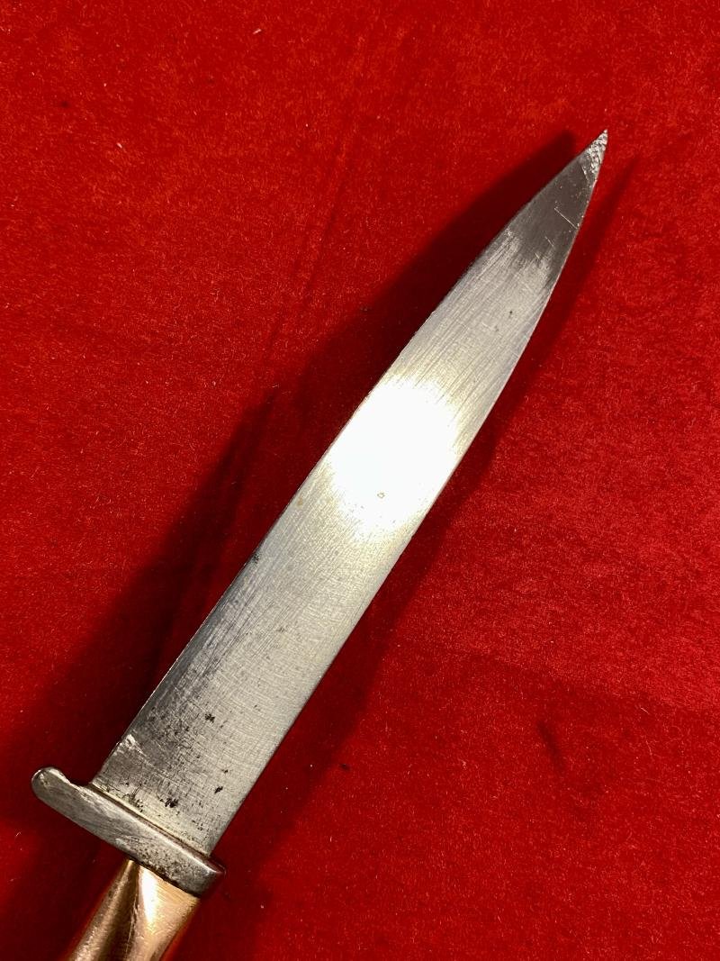 WW1 Eastern Front German Boot or Trench Knife with Deer Antler Grip – Blade Etched 'RUSSLAND 1915' — image 6