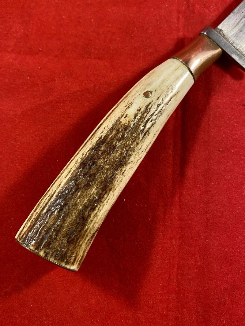 WW1 Eastern Front German Boot or Trench Knife with Deer Antler Grip – Blade Etched 'RUSSLAND 1915' — image 8