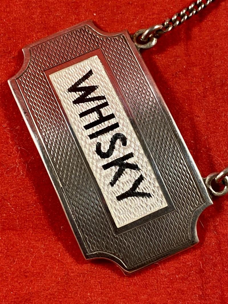 Rare Hallmarked Silver and Guilloché Whisky Decanter Label by Turner & Simpson - 1960 — image 4