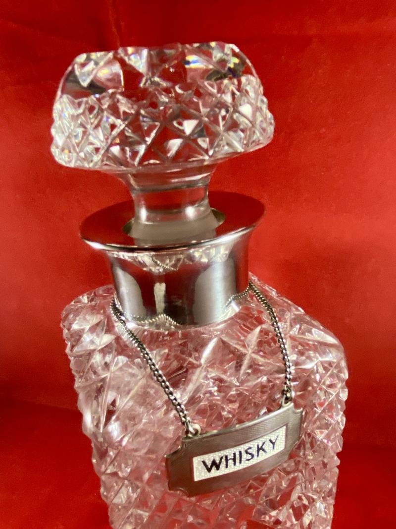 Rare Hallmarked Silver and Guilloché Whisky Decanter Label by Turner & Simpson - 1960 — image 5