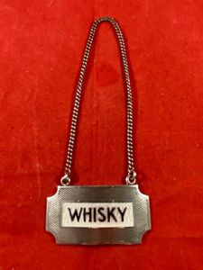 Rare Hallmarked Silver and Guilloché Whisky Decanter Label by Turner …