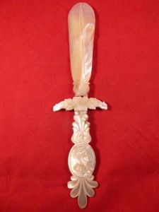 Unique Hand Carved Mother of Pearl Letter Opener with Duke …