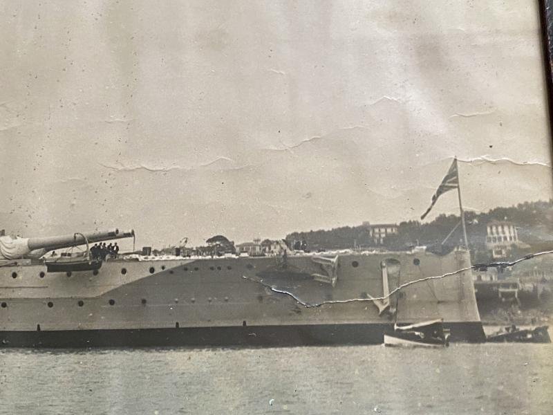 Large Framed Original Period Black and White Photo of the Royal Navy Battleship H.M.S. Queen Elizabeth — image 7