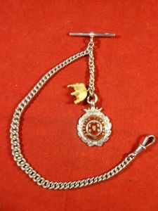 Antique Silver Graduated Albert Pocket Watch Chain with a “Reading …