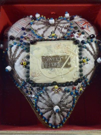 Framed Victorian Period Heart-Shaped Sweetheart Pincushion – “Sweet Memories” — image 2