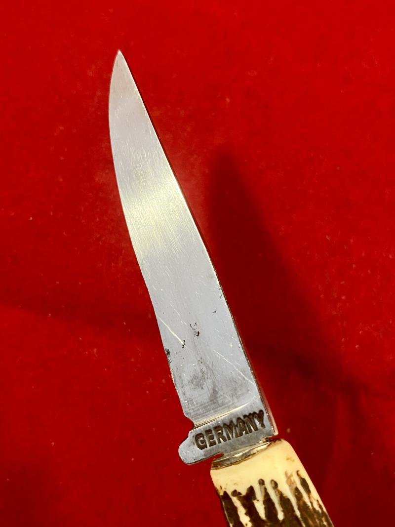 Mint Small German made Hunting Knife with Leather Sheath – Souvenir of Unterwasser Switzerland c1960 — image 10