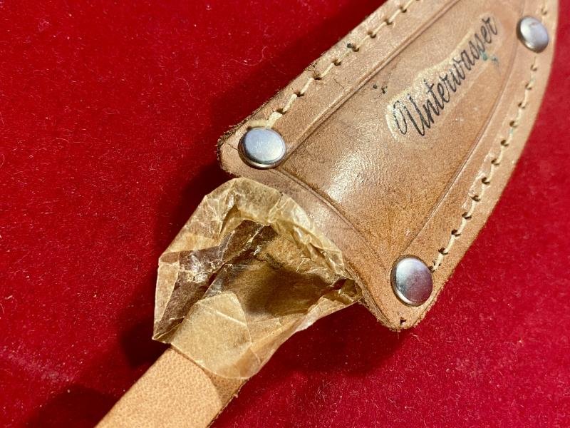 Mint Small German made Hunting Knife with Leather Sheath – Souvenir of Unterwasser Switzerland c1960 — image 4