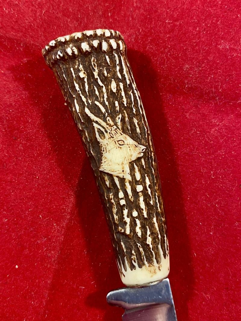 Mint Small German made Hunting Knife with Leather Sheath – Souvenir of Unterwasser Switzerland c1960 — image 7