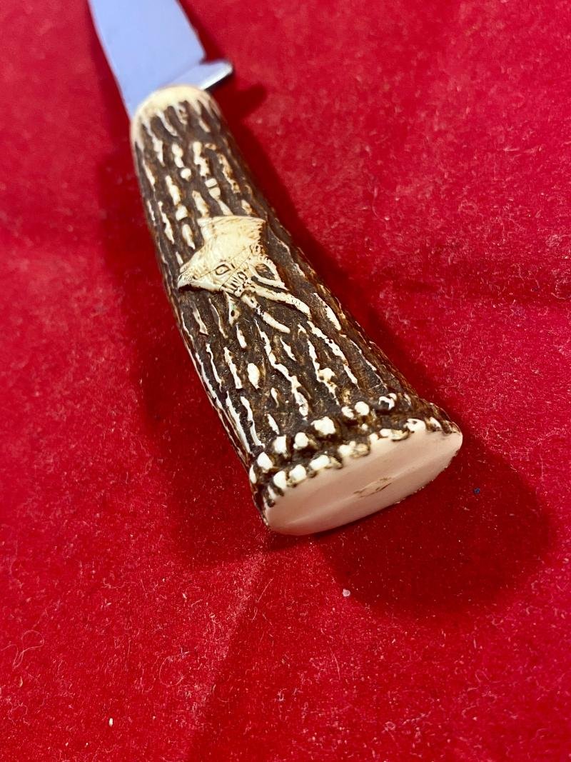 Mint Small German made Hunting Knife with Leather Sheath – Souvenir of Unterwasser Switzerland c1960 — image 8