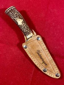 Mint Small German made Hunting Knife with Leather Sheath – …