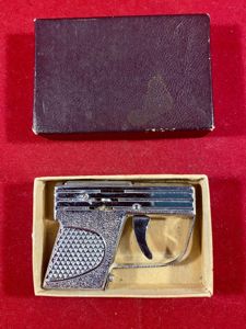 MINT Vintage Japanese Chrome Plated PISTOL Shaped Petrol Lighter with …