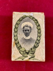 WW1 Memorial Metal and Celluloid Matchbox Cover Honouring Nurse Edith …