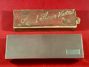 London 1936 Hallmarked Silver Matchbox Cover with Long Royal Swan …