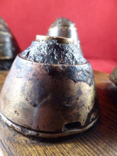 5 INERT Relic WW1 British Brass Fuse Heads from the SOMME Battlefields Mounted on an Oak Base — image 7