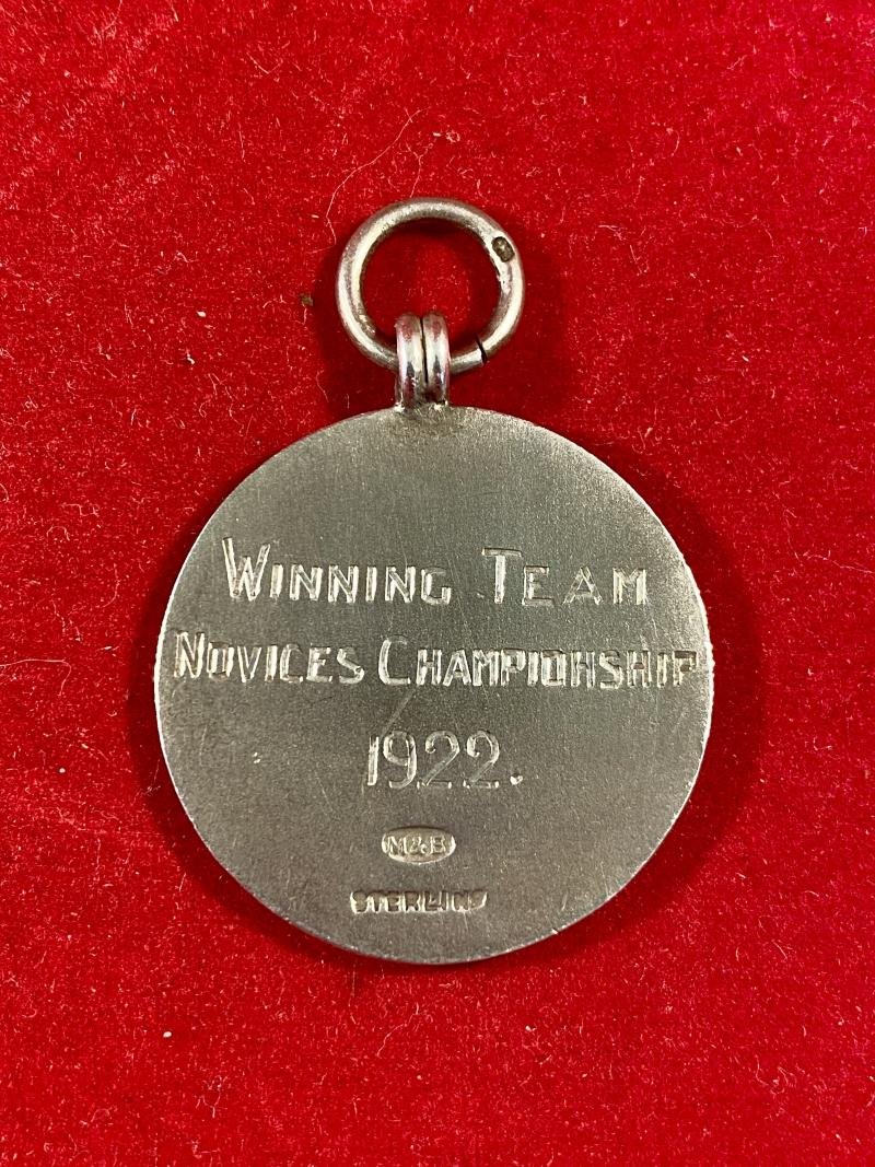 Small Sterling Silver Boxing Medal or Fob - Winner Team Novices Championship 1922 - 1st (Depot) Tank Battalion — image 2