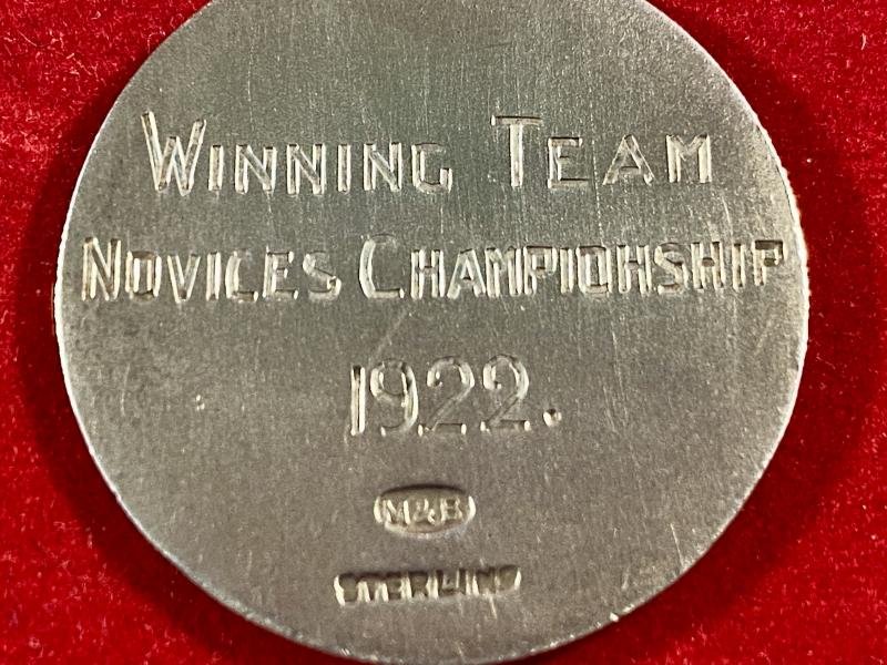 Small Sterling Silver Boxing Medal or Fob - Winner Team Novices Championship 1922 - 1st (Depot) Tank Battalion — image 6
