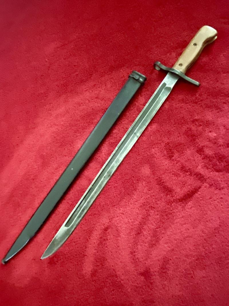 WW2 Japanese Type 30 Arisaka Bayonet and Scabbard with Repaired Grip — image 4