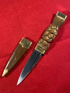Vintage Scottish Sgian Dubh with Hand Carved Wooden Grip and …