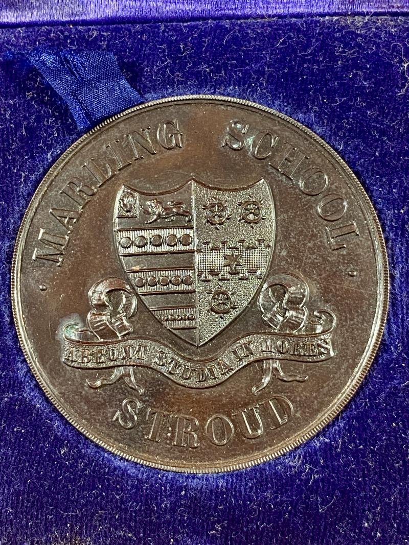 Antique Cased Bronze Medallion from Marling School Stroud Awarded for 220yds Athletic Race - to J.H. VINER in 1924 — image 2