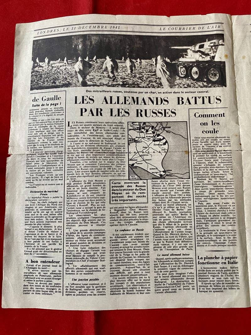 WW2 RAF Aerial Propaganda Leaflet Dropped over France – Dated 31st December 1942 — image 3