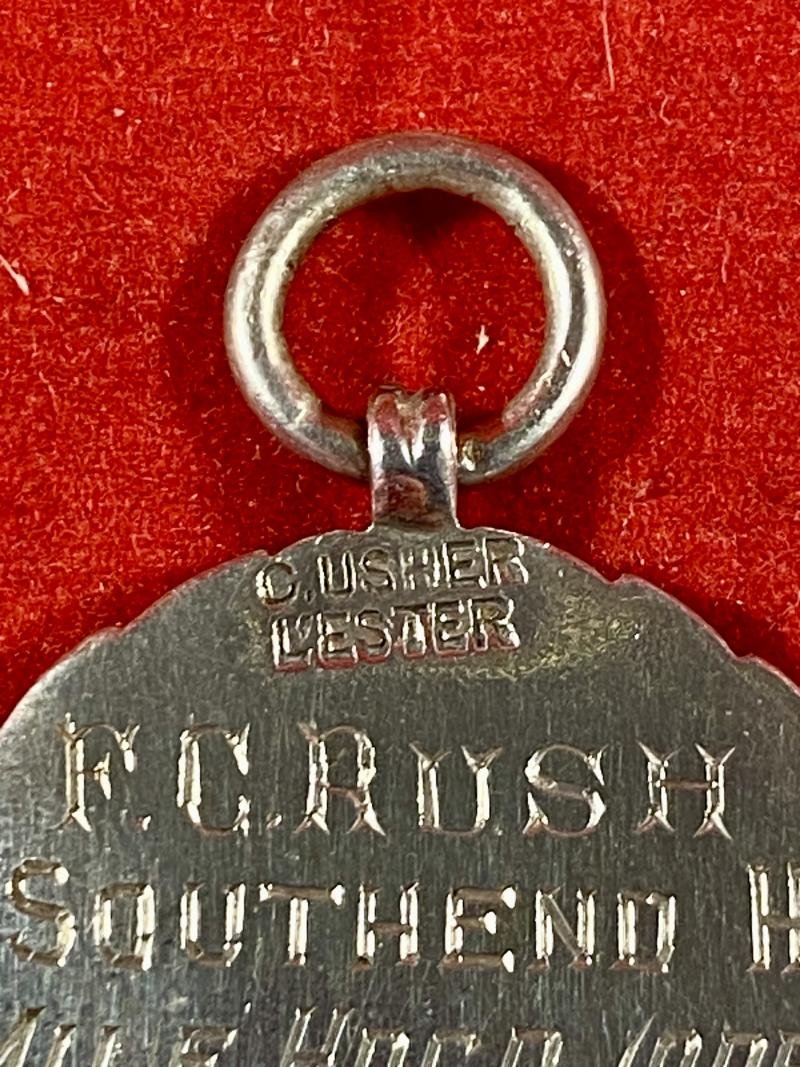 Unusual WW1 Hallmarked Silver and Enamel Medal - “Relief Fund Sports” awarded to F. C. Rush - 1 Mile - 1914 — image 8
