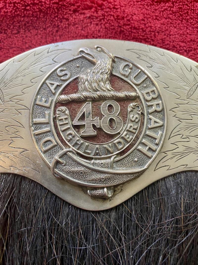 Rare WW1 Period 48th Canadian Highlanders Horse Hair and Leather Sporran Named to CQMS – Sgt Major Frank James Stinson — image 4