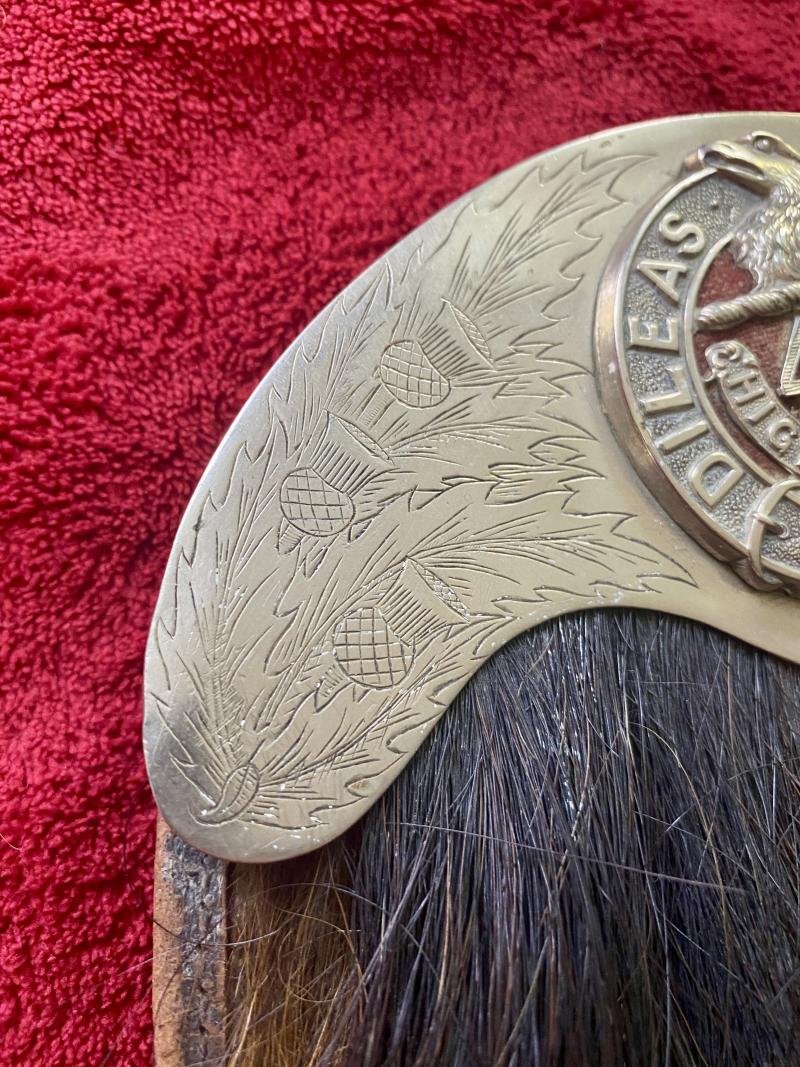 Rare WW1 Period 48th Canadian Highlanders Horse Hair and Leather Sporran Named to CQMS – Sgt Major Frank James Stinson — image 5