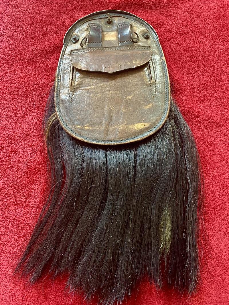 Rare WW1 Period 48th Canadian Highlanders Horse Hair and Leather Sporran Named to CQMS – Sgt Major Frank James Stinson — image 7