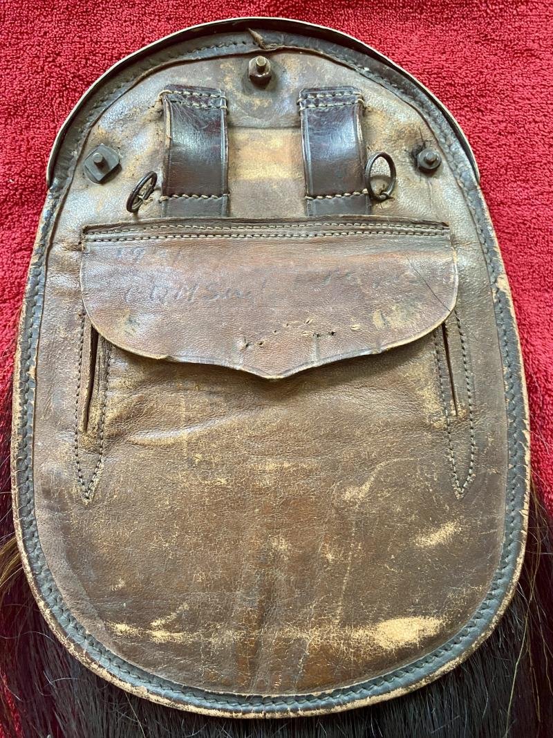 Rare WW1 Period 48th Canadian Highlanders Horse Hair and Leather Sporran Named to CQMS – Sgt Major Frank James Stinson — image 8