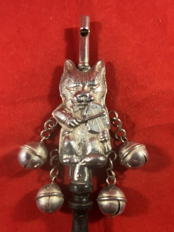 A Vintage Silver-Plated Baby Rattle & Whistle in form of The Nursery Rhyme “Cat and The Fiddle” — image 3