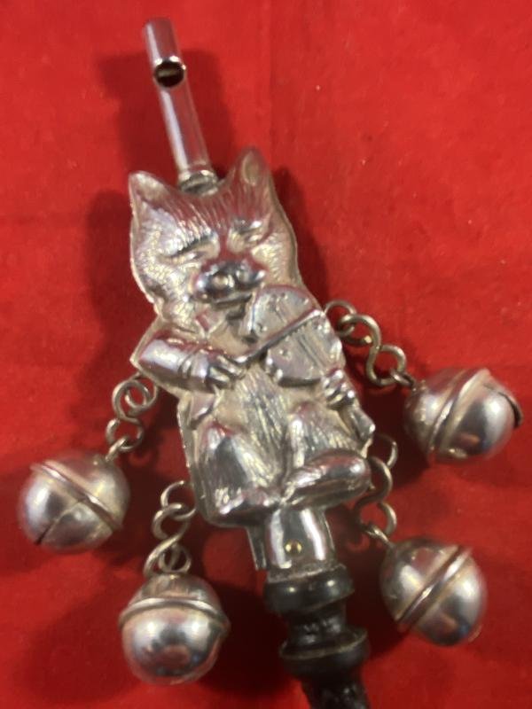 A Vintage Silver-Plated Baby Rattle & Whistle in form of The Nursery Rhyme “Cat and The Fiddle” — image 7