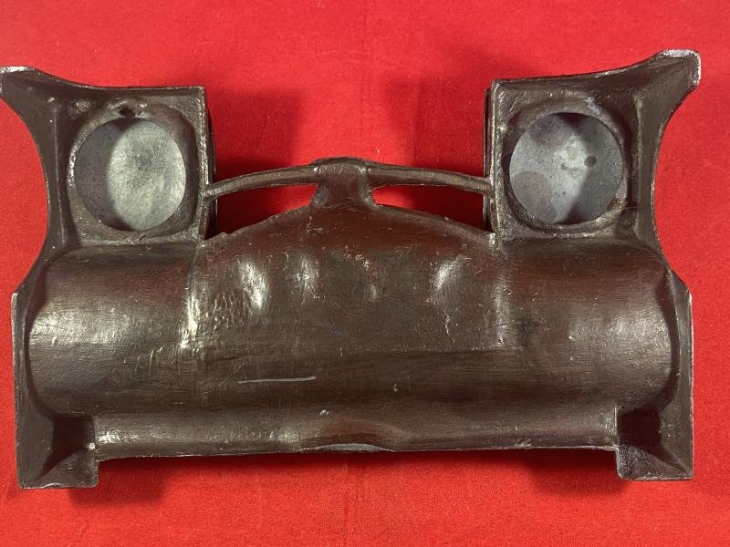 Antique Bronzed and Gilt Pewter Art Nouveau Double Inkwell and Pen Tray — image 10